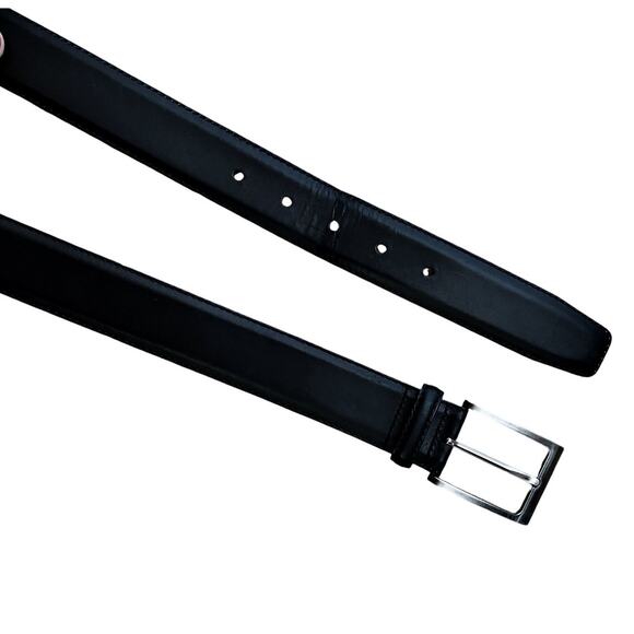 MAGNANNI Square Genuine Leather Belt Black Spain Silver Buckle Style 1278 Sz 32 - Picture 2 of 9